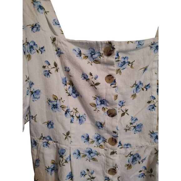 Old Navy Women's Size Medium White Blue Floral Babydoll Mini Dress - Picture 2 of 9